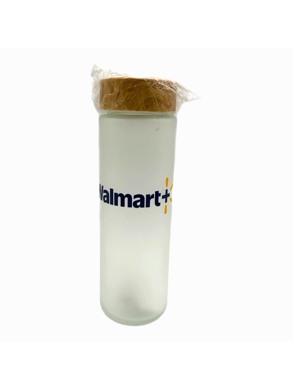 New Walmart 25oz Frosted Glass Water Bottle with Bamboo Lid